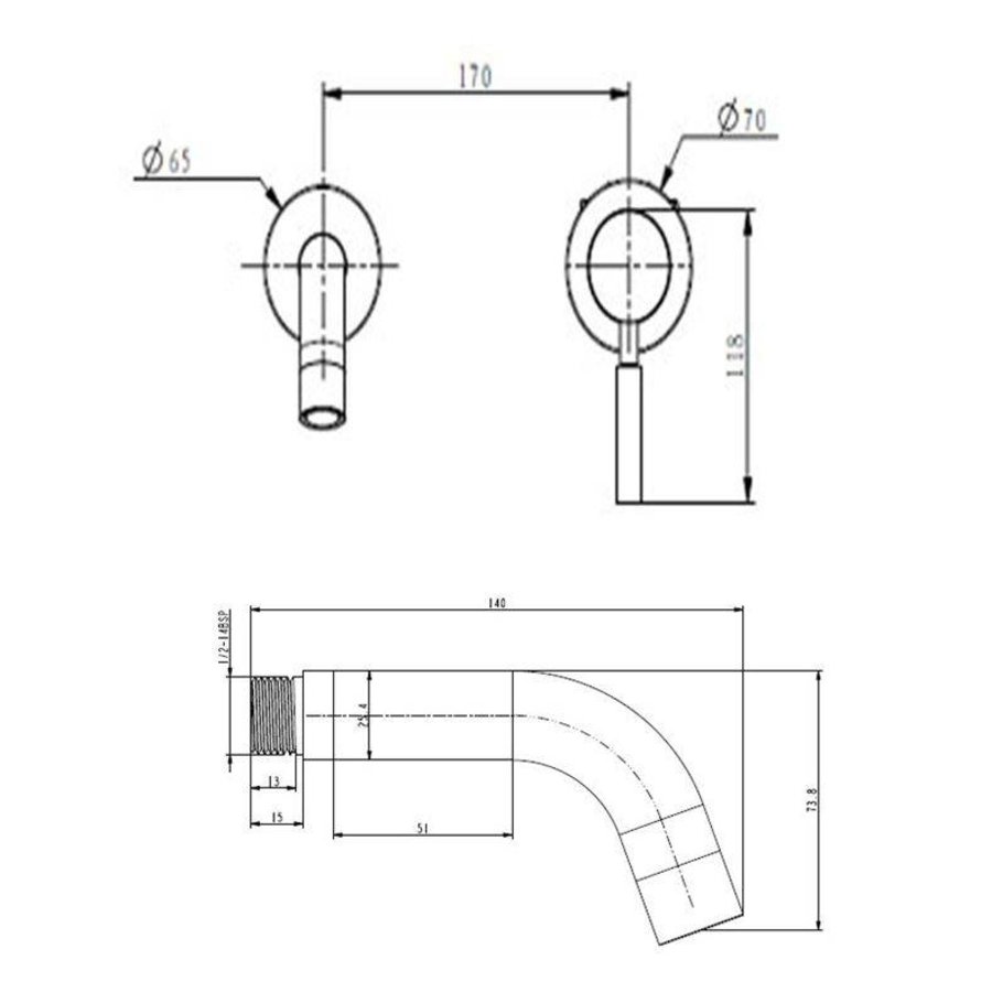 Ore inbouw wandkraan 13cm RVS