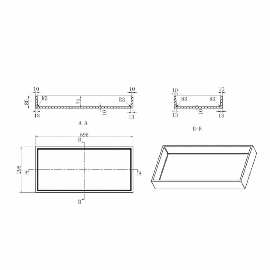Inbouwnis 59.5x29.5x8 cm (in 3 kleuren verkrijgbaar)