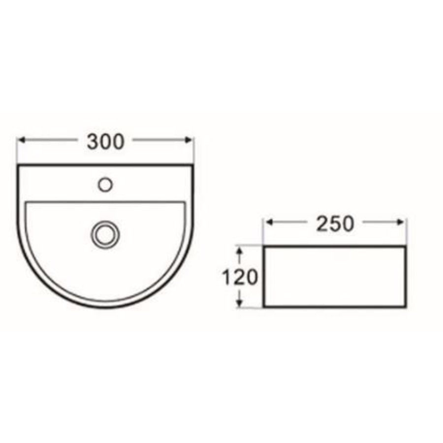 Keramisch Halfrond Fonteintje Helios 30X25X12Cm Wit