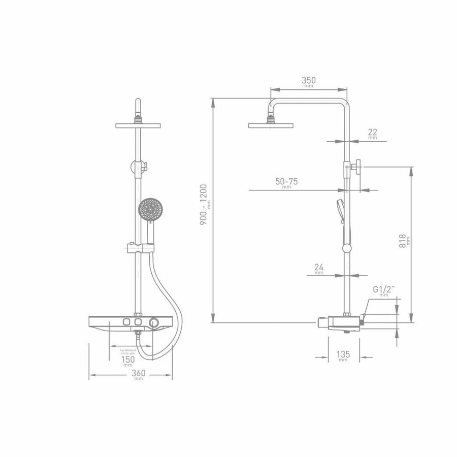 Regendouche Thermostatisch Ivory (Met Handdouche)