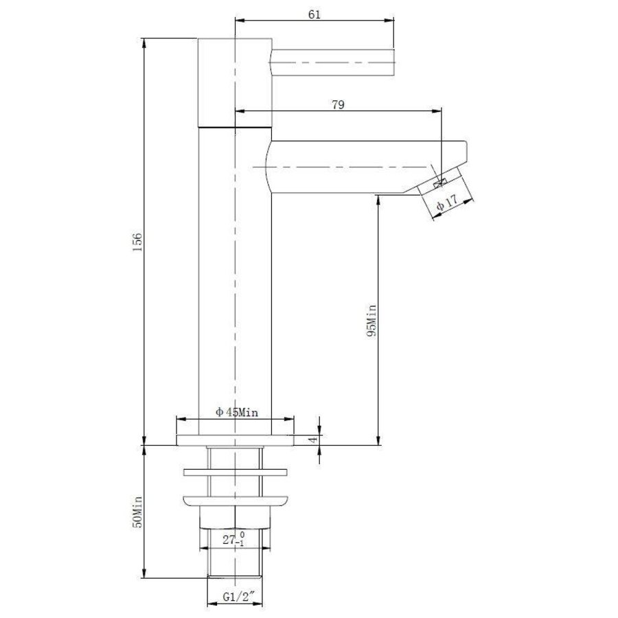 Toiletkraan Alexia Xl 15Cm Hoog Keramisch Binnenwerk 1/2" Chroom