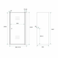 Nisdeuren Rookglas Met Profiel 8Mm Nano Veiligheidsglas 202Cm Hoog (Maten: 60, 70, 80, 90, 100 Cm Breed)