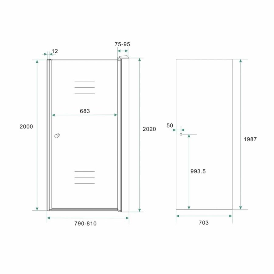 Nisdeuren Rookglas Met Profiel 8Mm Nano Veiligheidsglas 202Cm Hoog (Maten: 60, 70, 80, 90, 100 Cm Breed)