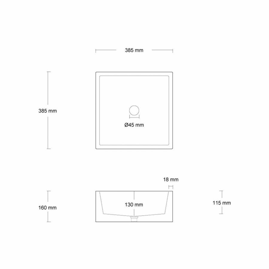 Opzet Wastafel  Immissio Beton 39x39x16 cm ( 6 Kleuren)