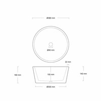 Opzet Wastafel  Circum Beton 38x18 cm ( 6 Kleuren)