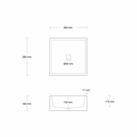 Opzet Wastafel In Vivo Beton 38x38x16 cm (6 Kleuren)