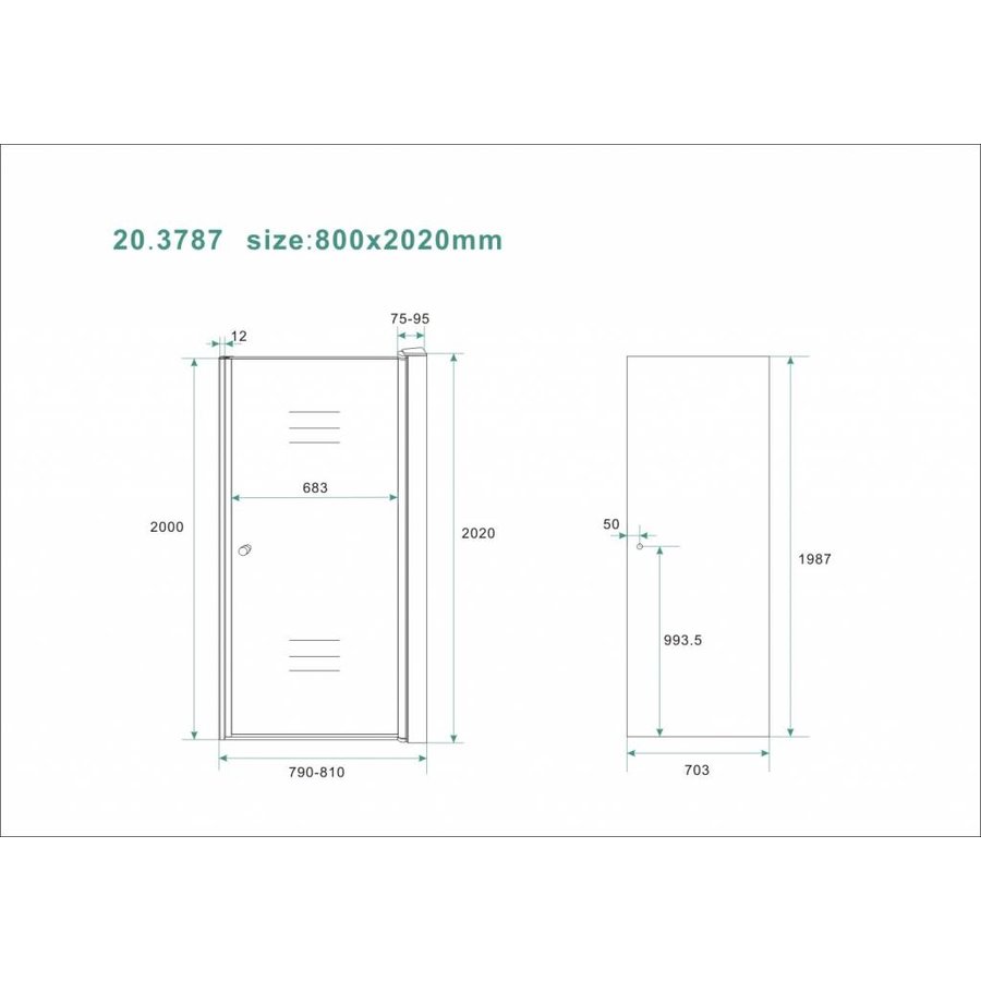 Douchecabine met Deur 8mm en Vaste wand 10mm NANO Rookglas (verschillende opties)