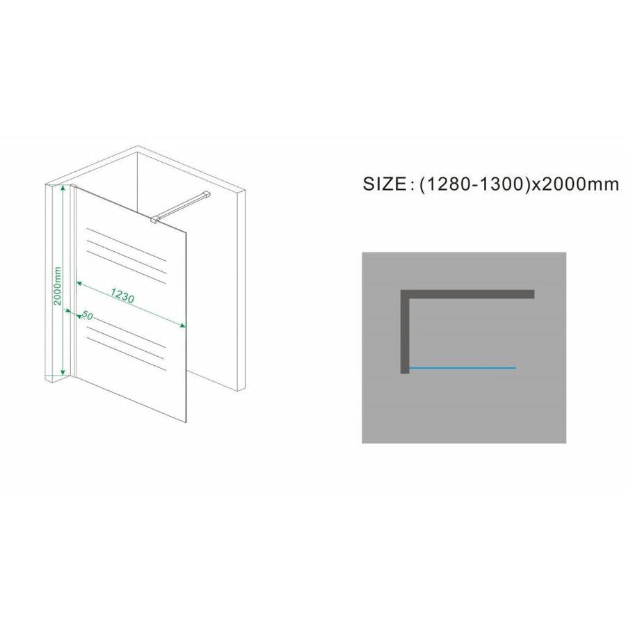 Inloopdouche + Muurprofiel 10mm NANO Glas (Alle Maten) x 200cm