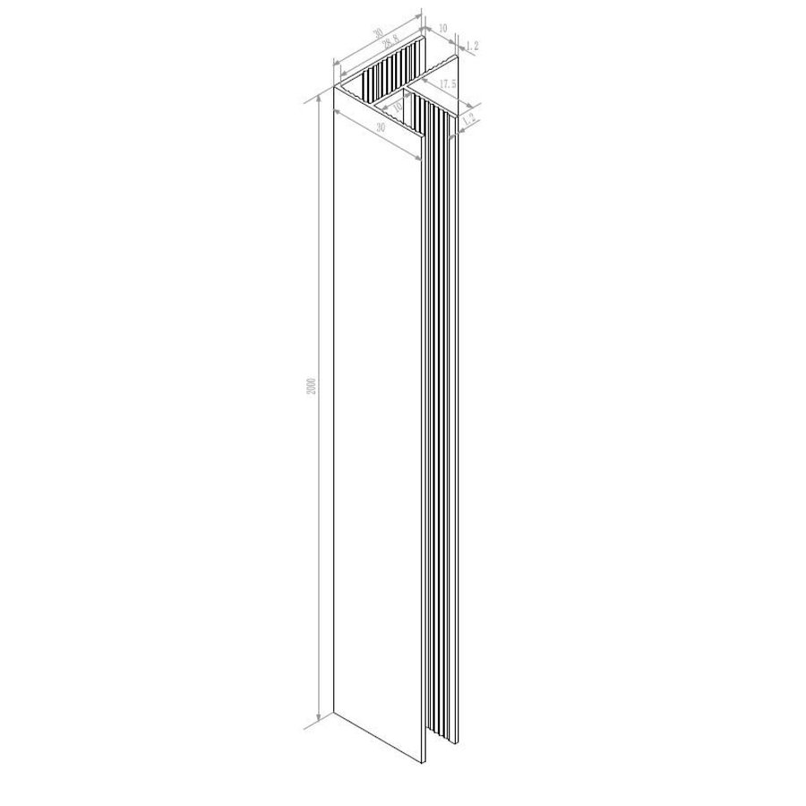 Wiesbaden hoekprofiel tbv glaswand 1cm 200cm chroom