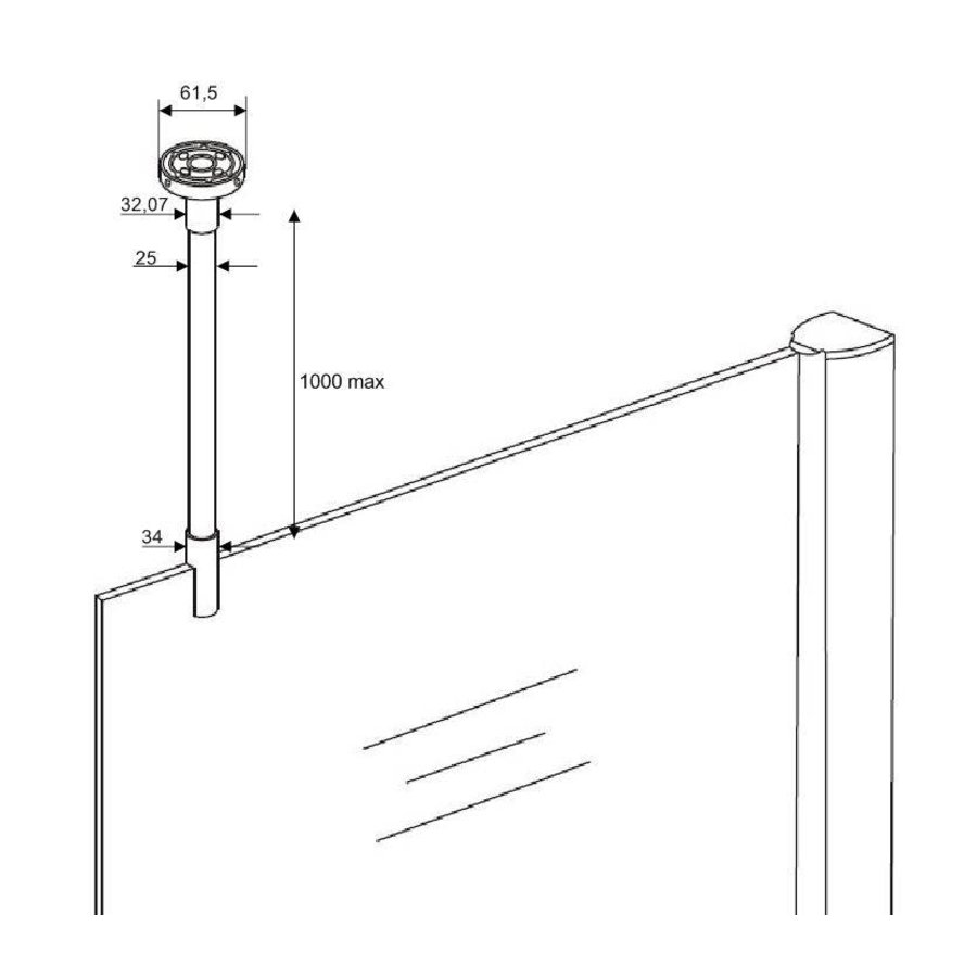 Wiesbaden stabilisatiestang plafondbevestiging rond 100cm inkortbaar