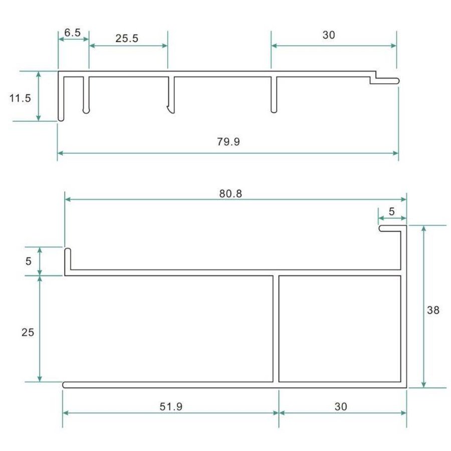 Wiesbaden alu.verbredingsprofiel 3cm x 202cm