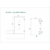 Wiesbaden profielloze draaibare badwand 800x1500 6mm NANO