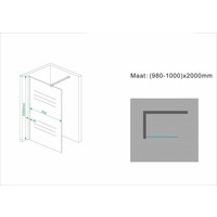 Wiesbaden inloopdouche+muurprofiel 1000x2000 10mm NANO geheel matglas