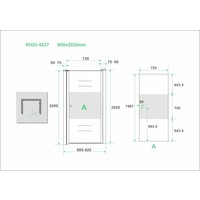 Wiesbaden nisdeur -R- met profiel 900x2000 8mm NANO ged.matglas