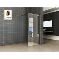 Wiesbaden inloopdouche + Safety Glass + ZWART muurprofiel 1000x2000 10mm NANO