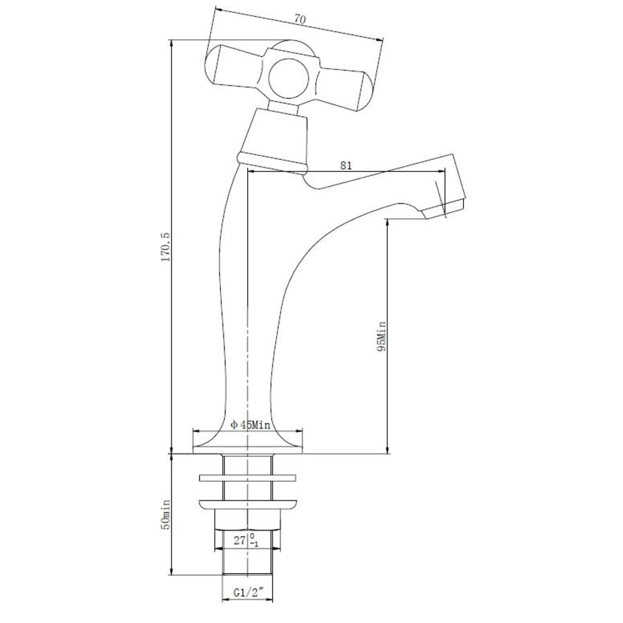 Wiesbaden Lento Toiletkraan 1/2'' chroom