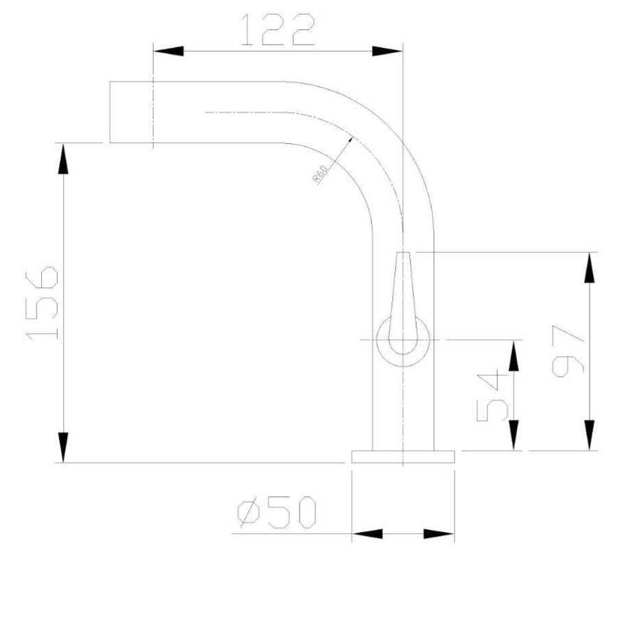 Wiesbaden Alpha toiletkraan staand plat chroom