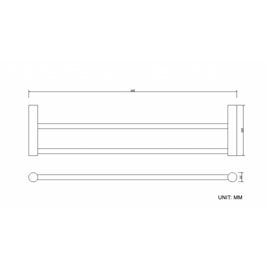 Wiesbaden Ida dubbele handdoekrek 60cm chroom