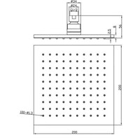 Wiesbaden luxe mess.hoofddouche vierkant 200mmx8mm mat-zwart