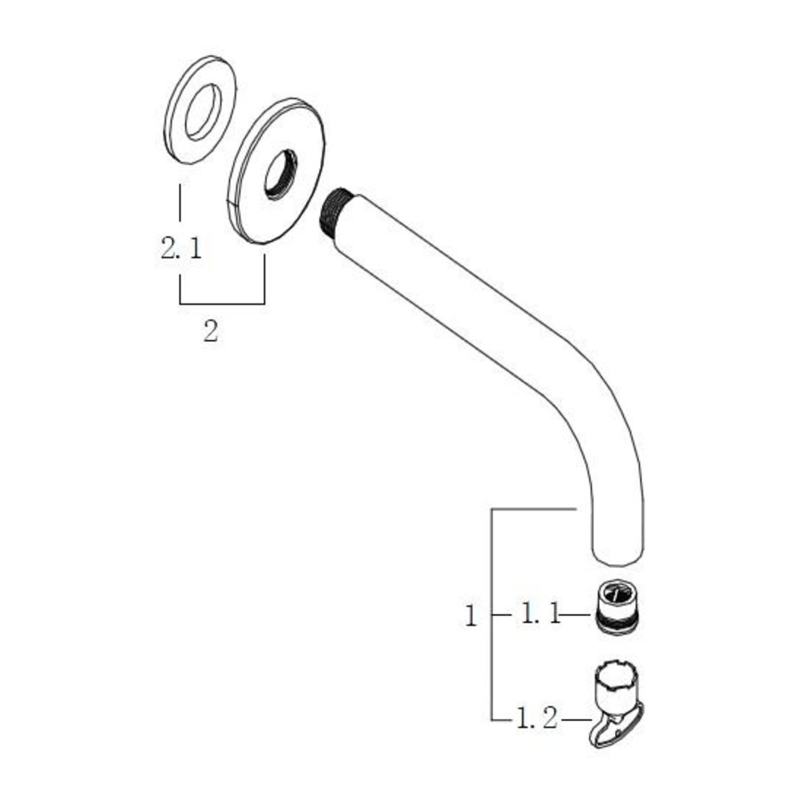 Wiesbaden inbouw-uitloop rond 20cm 1/2'' zwart