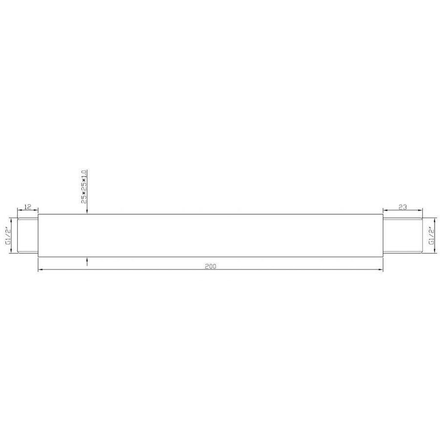 Wiesbaden luxe douche-arm vierkant plafondbev. 20cm chroom