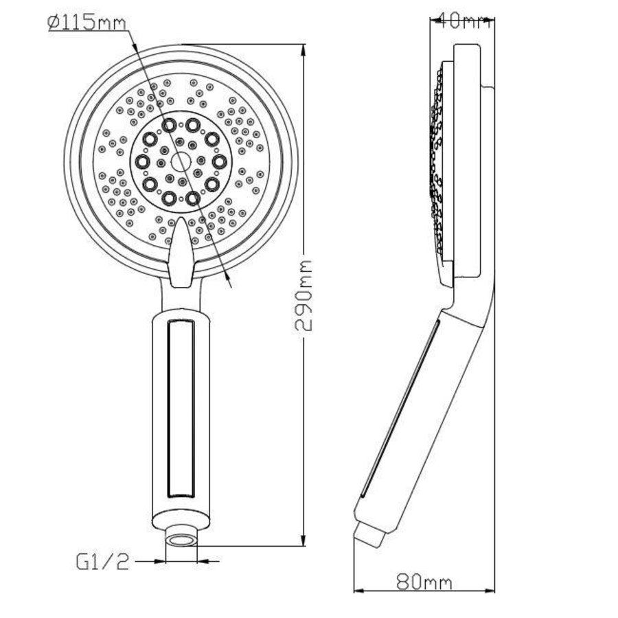 Wiesbaden Triton verstelbare handdouche 10cm chr.