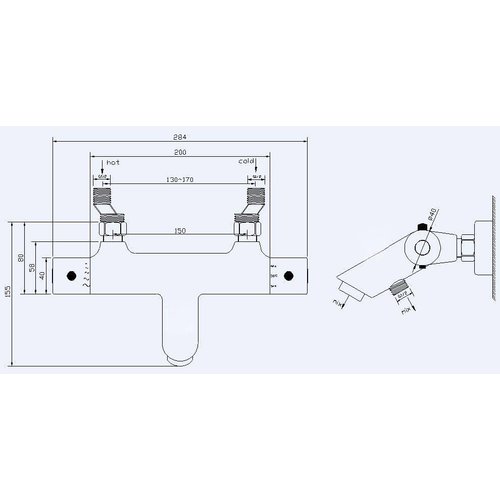 Wiesbaden Rio thermostatische badkraan chroom 