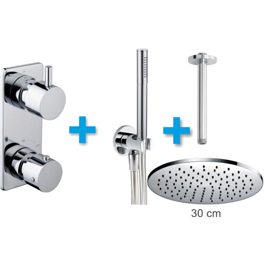 Wiesbaden one-pack inbouwthermostaatset rond type 3 (30cm)