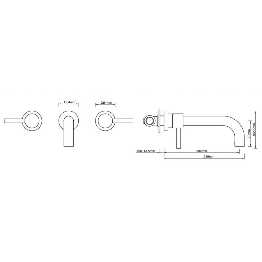 Wiesbaden Caral inbouw-wastafelmengkraan 2-knops chroom