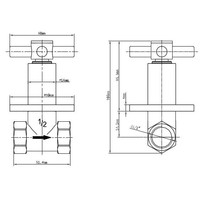 Wiesbaden Cross inbouw stopkraan 1/2'' chroom