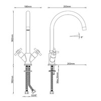 Wiesbaden Cross keukenmengkraan 2-knops chroom