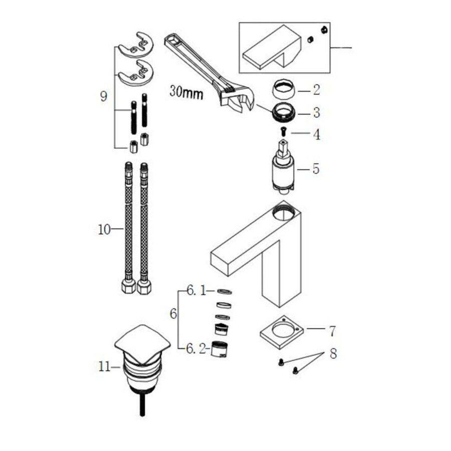 Wiesbaden Rombo wastafelmengkraan + clickwaste chroom