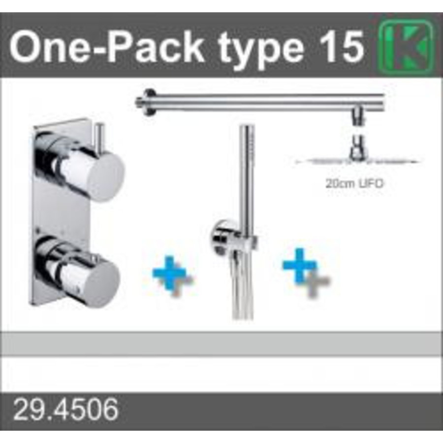 Wiesbaden one-pack inbouwthermostaatset type 15 (20cm ufo)