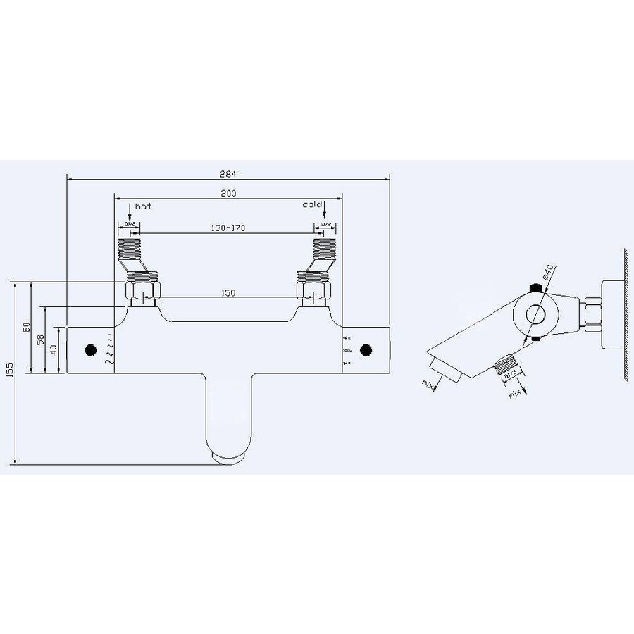 Wiesbaden Rio Therm. badmengkraan 15cm mat zwart