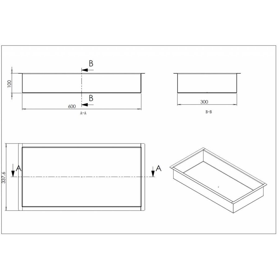 Wiesbaden RVS inbouwnis 30x60x10cm