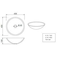 Solid Surface opzetwastafel rond 430x430x130