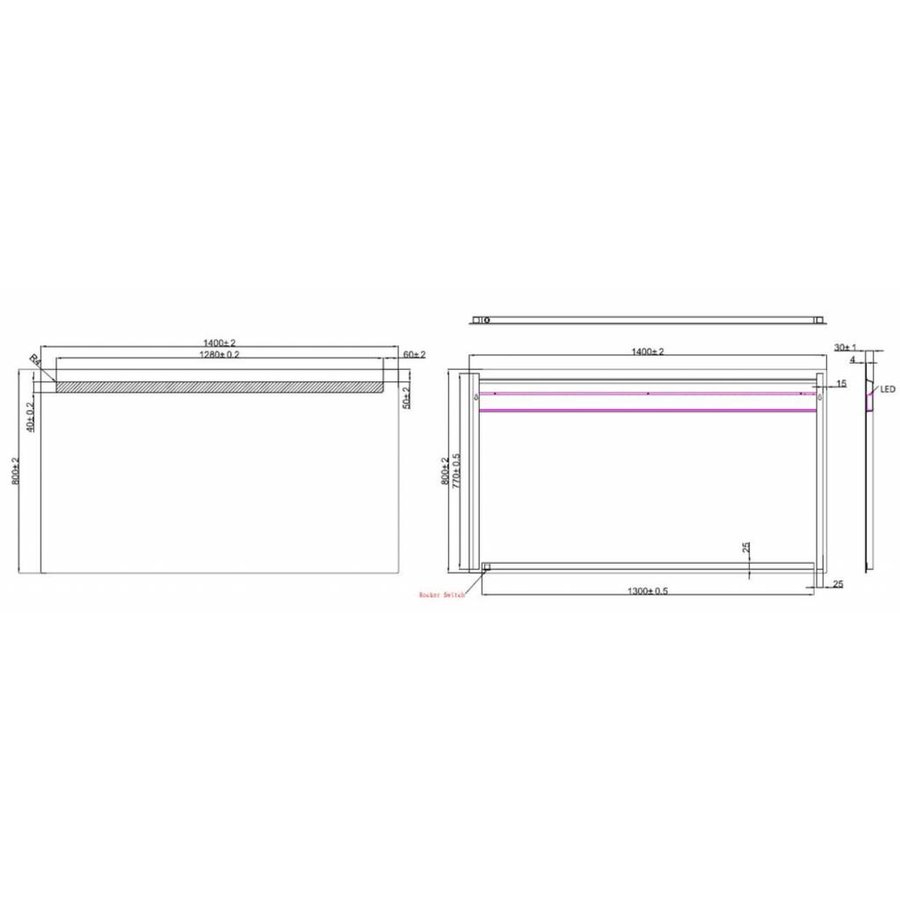 Wiesbaden Tigris spiegel met led verlichting 1400x800