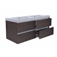 Wiesbaden Vision dubbele kunstmarmer wastafel 120x46 wit