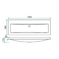 Wiesbaden wastafel 100cmx36cm zonder kraangat wit