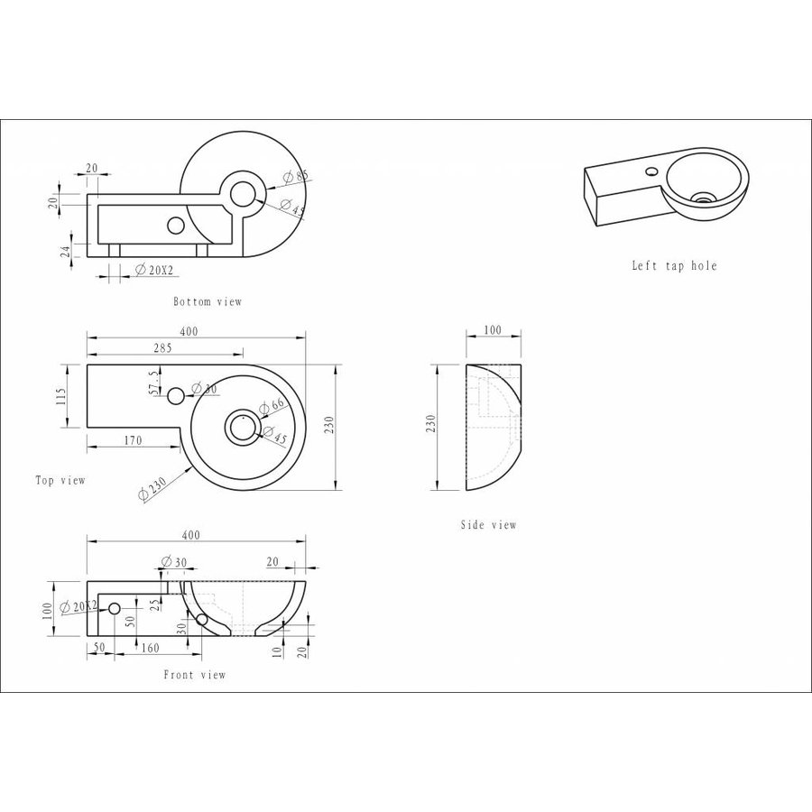 Wiesbaden Hardstenen rond fonteintje links 40x23x10