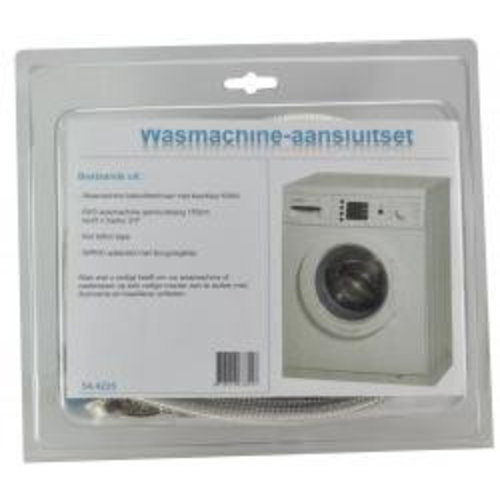 RVS wm aansluitset 150cm+kraan+waterslot 