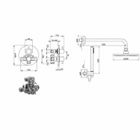 Inbouw Regendoucheset Xenz Duero Thermostatisch 20 cm met Handdouche Mat Zwart