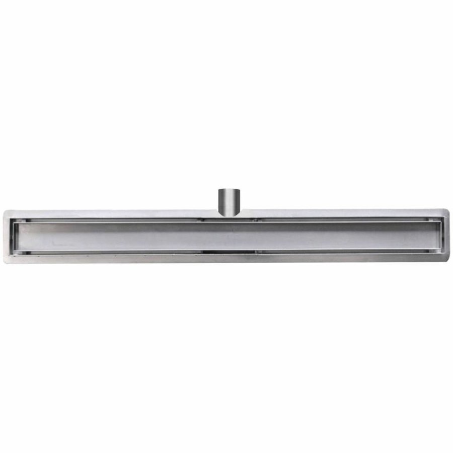 Wiesbaden RVS douchegoot+flens met tegelrooster 90x7