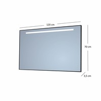 Badkamerspiegel Sanicare Q-Mirrors Met TL-Verlichting 70x120x3,5 cm Zwarte Omlijsting