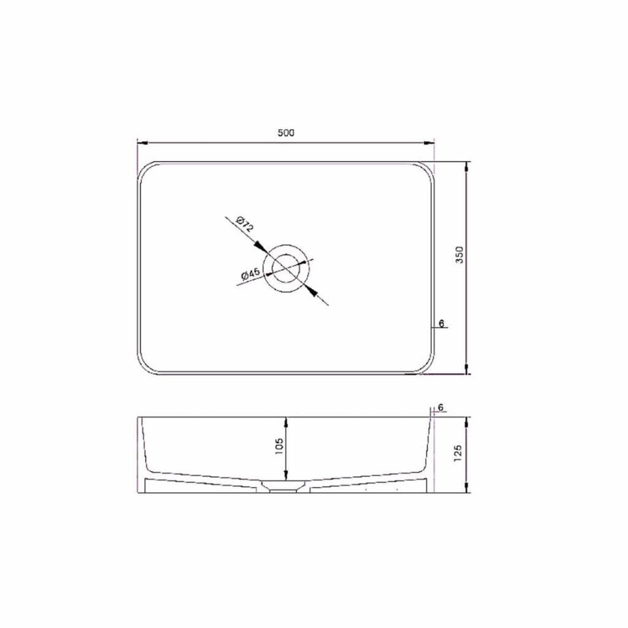 Opbouwwastafel Ideavit Solidthin 50x35x12.5 cm Solid Surface Mat Wit