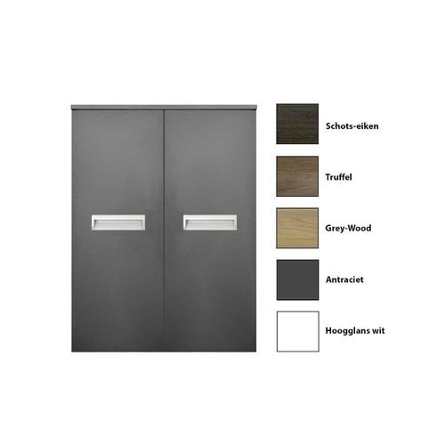 Kolomkast Sanicare Q2/Q3/Q8 2-Deurs Soft-Closing Alu Greep 90x67x32 cm Grey-Wood 