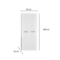 Kolomkast Sanicare Q2/Q3/Q8 2-Deurs Soft-Closing Alu Greep 160x67x32 cm Hoogglans Wit