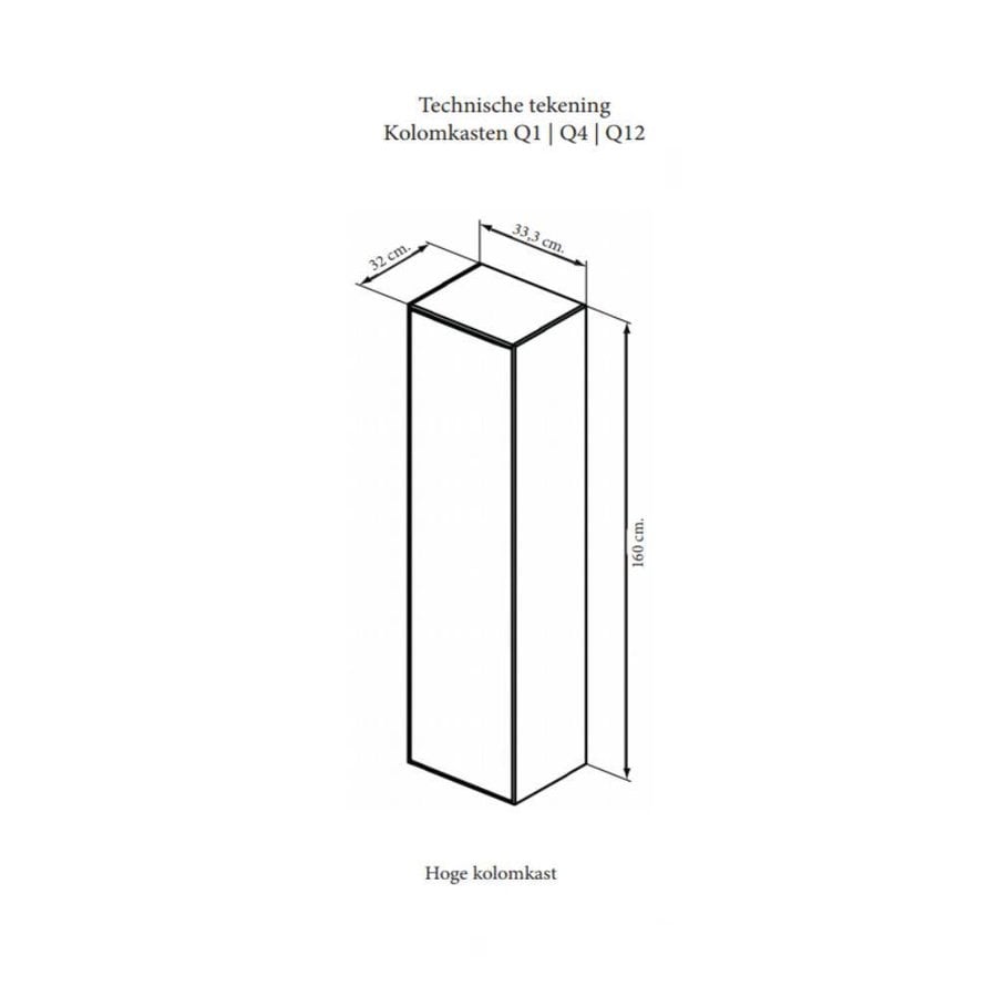 Kolomkast Sanicare Q2/Q3/Q8 Soft-Closing Deur Met Alu Greep Inclusief Waszak 160x33,5x32 cm Schots-Eiken