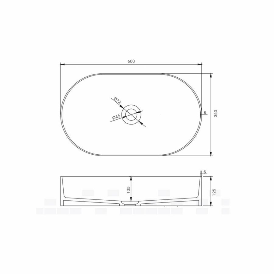 Opbouwwastafel Ideavit Solidthin 60x35x12.5 cm Solid Surface Mat Wit