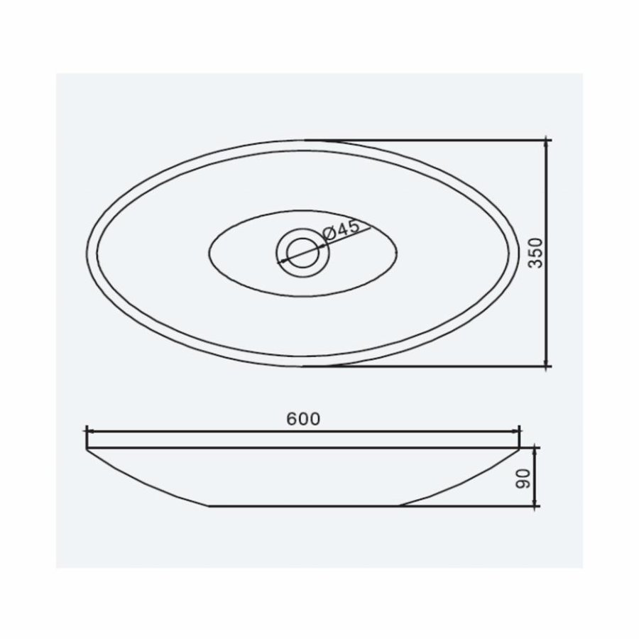 Opbouw Waskom Ideavit Solidjazz 60x35x9 cm Solid Surface Mat Wit